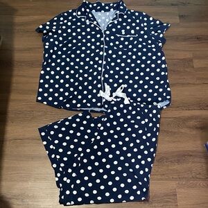 Nautica Sleepwear Polka Dot Button Down Pajama Top & Pants Set size 2X